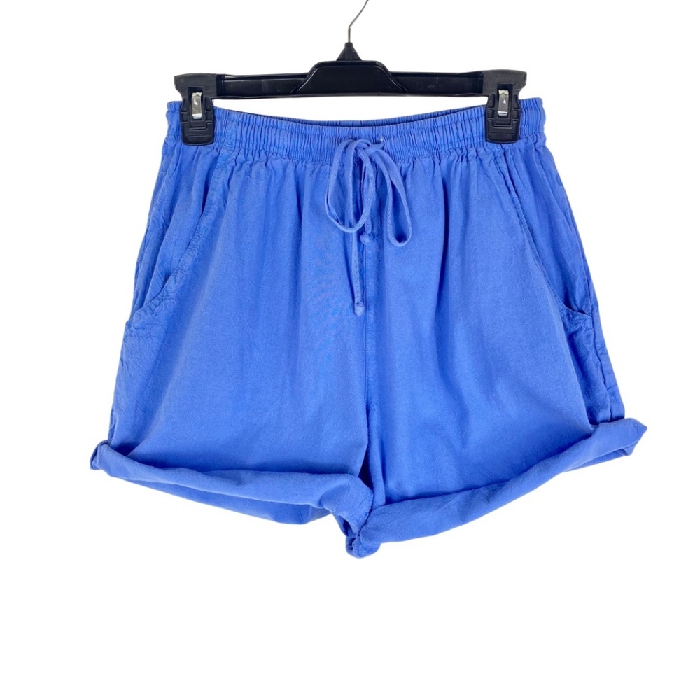 Vintage Kim Rogers Cornflower Cotton Drawstring Shorts with Side Pockets